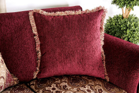 SM6110 Traditional Style 2PC Sofa & Loveseat Cherry / Burdundy Fabric Tabitha Collection by Furniture of America