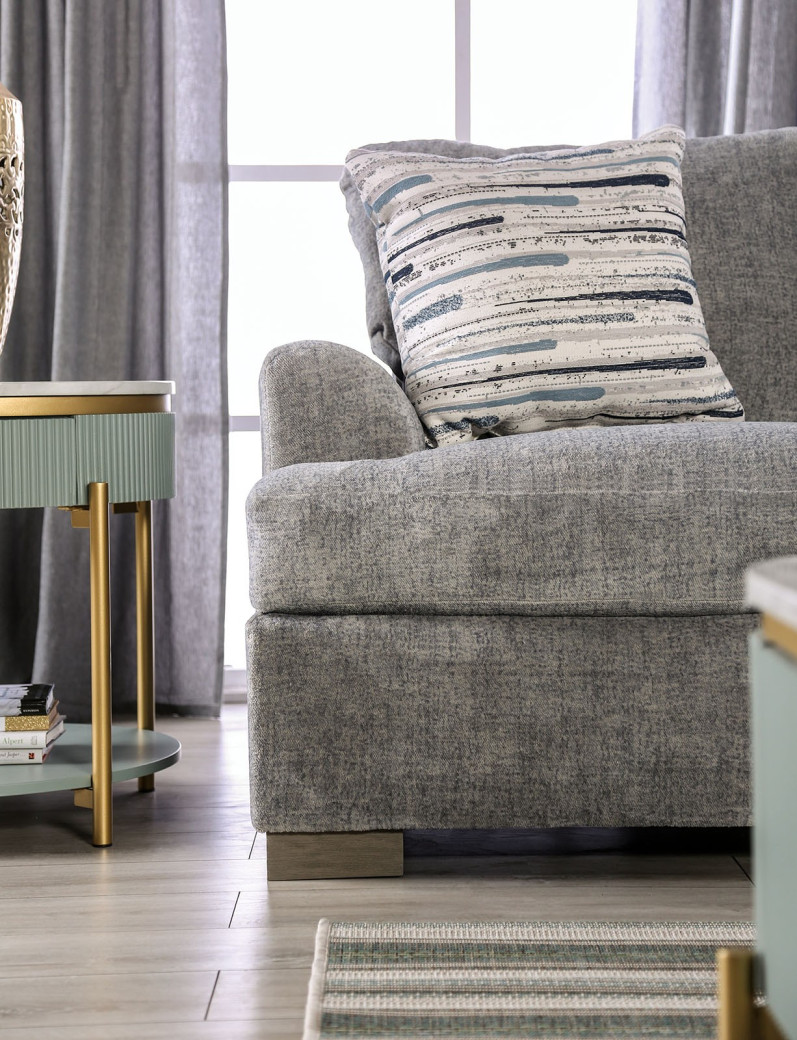 SM1208 2PC Sofa & Loveseat Transitional Style Gray Fabric Leytonstone Collection By Furniture of America