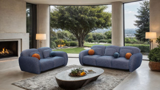 FM61117B 2PC Sofa & loveseat Contemporary Style Denim Blue Finish By Furniture of America