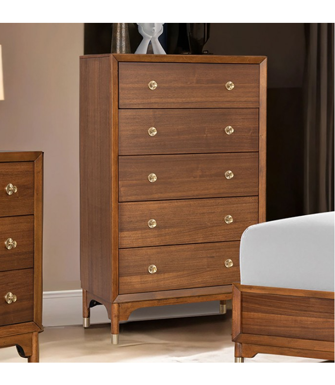 FM74000WN-C Mid-Century Modern Chest Walnut Finish Hepburne Collection By Furniture of America