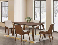 FM3213 5PC Dining Set  Mid-Century Modern Style Walnut Finish Viken Collection By Furniture of America