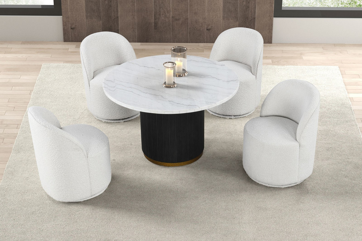 FM3431WH-RT 5PC Dining Set Contemporary Style Black / White Finish Varde Collection By Furniture of America