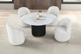 FM3431WH-RT 5PC Dining Set Contemporary Style Black / White Finish Varde Collection By Furniture of America