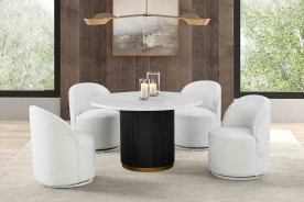 FM3431WH-RT 5PC Dining Set Contemporary Style Black / White Finish Varde Collection By Furniture of America