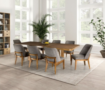FM3421BR-T 7PC Dining Set Rectangular Table Transitional Style Mandal Collection By Furniture of America