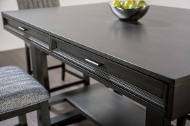 FM3425GY-PT / 7 PC Counter Height Table Set Transitional Style Gray By Furniture of America