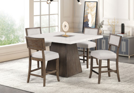 FM3332DB-PT / 5PC Counter Height Table Set Contemporary Style Dark Walnut Finish By Furniture of America