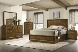 FM7213WN 5PC Queen Bedroom Set Transitional Style Walnut Finish By Furniture of America
