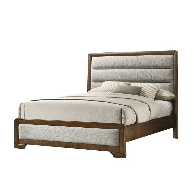 FM7231BR  5PC Queen Bedroom Set Transitional Style Brown / Light Gray Caerwys Collection by Furniture of America