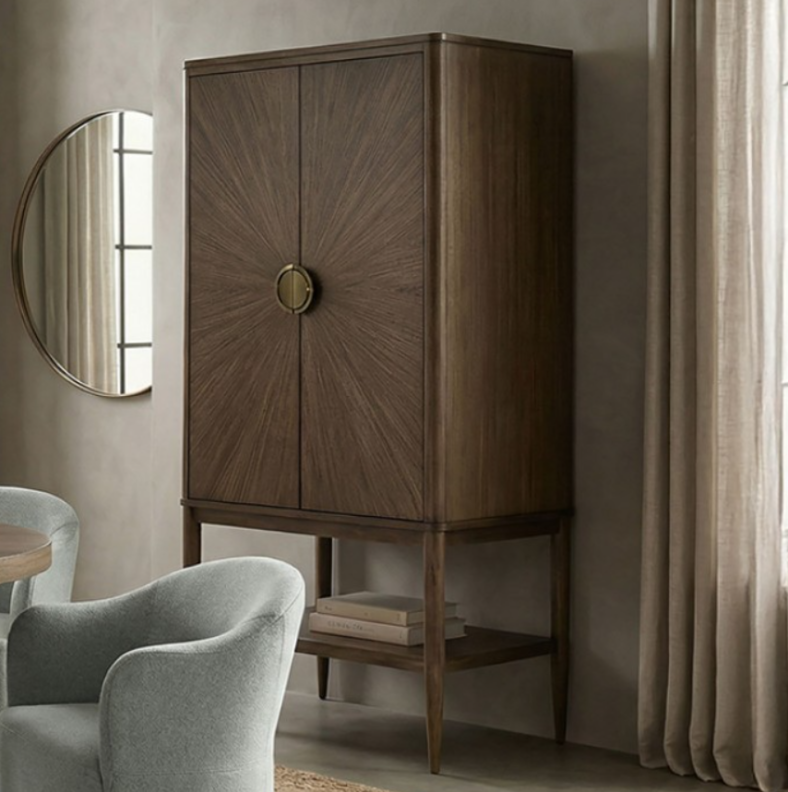FM39018WN-CR Display Cabinet Walnut Finish Mid-Century Modern Style Clarksburg Collection By Furniture of America