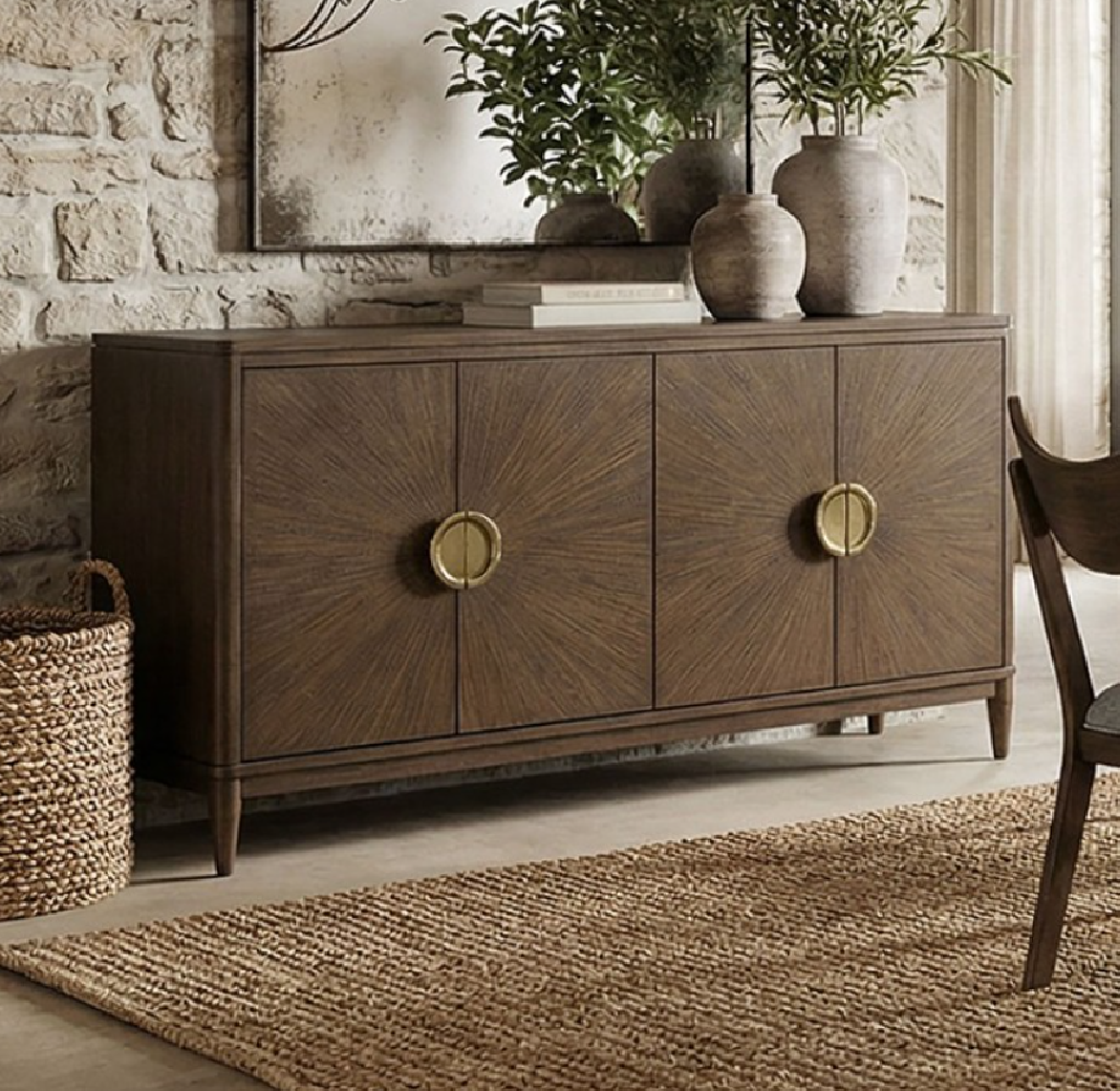 FM39018WN  7PC Dining Set Mid-Century Modern Style Walnut Finish Clarksburg Collection By Furniture of America