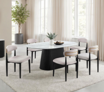 FM37022BK-OT 7PC Dining Set white/black Finish Contemporary Style Lynton Collection By Furniture of America