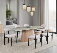 FM37023NT-OT 7PC Dining Set Natural Finish Contemporary Style Orlandi Collection By Furniture of America