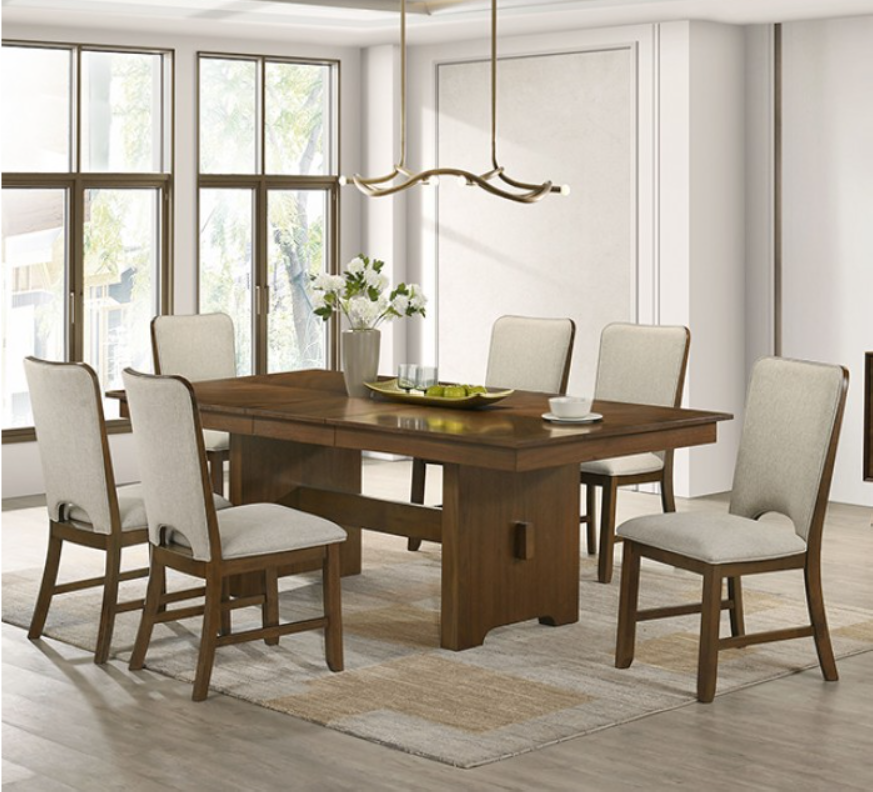 FM32004WN 7PC Dining Set Mid-Century Modern Style Walnut Finish Horsholm Collection By Furniture of America