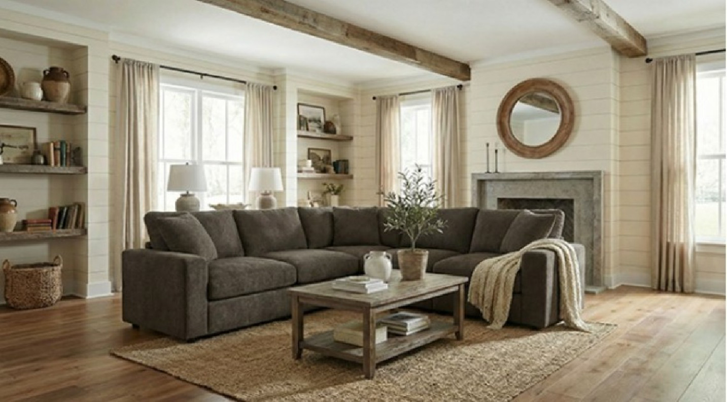 FM67010DG Sectional Dark Gray Fabric, Transitional Style Crowle Collection By Furniture of America