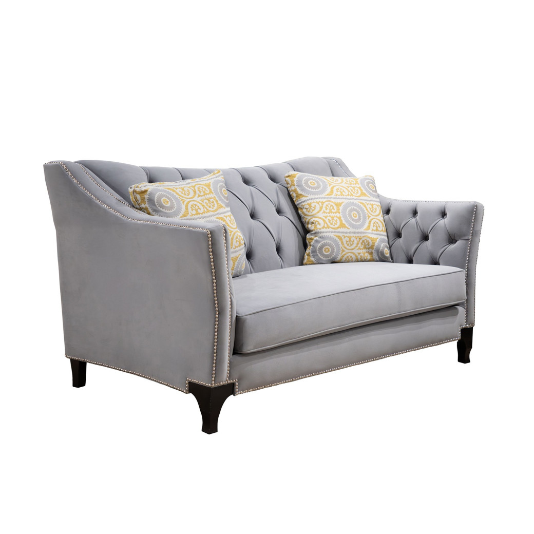 SM2296GY 2PC Sofa & Loveseat Gray Fabric Transitional Style Wilmette Collection By Furniture of America
