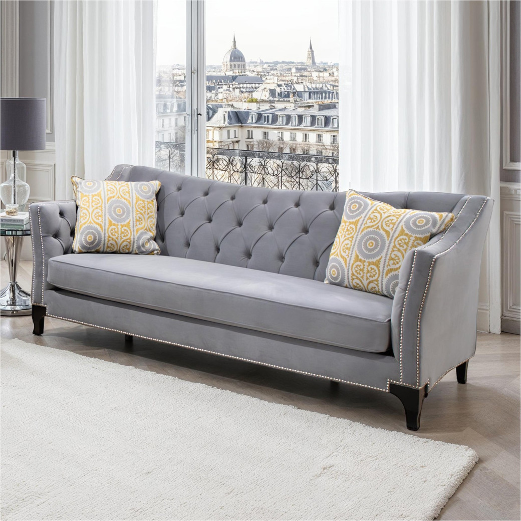 SM2296GY 2PC Sofa & Loveseat Gray Fabric Transitional Style Wilmette Collection By Furniture of America