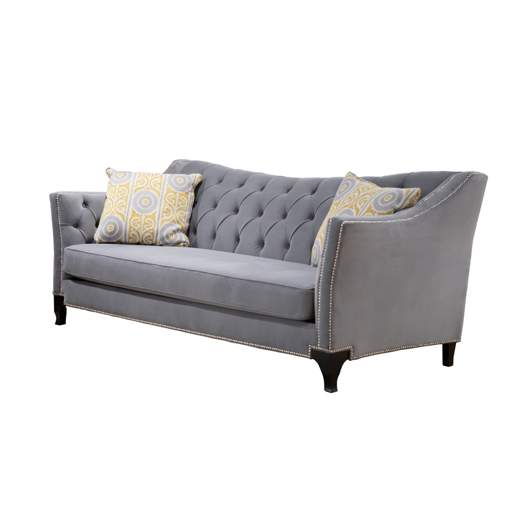 SM2296GY 2PC Sofa & Loveseat Gray Fabric Transitional Style Wilmette Collection By Furniture of America
