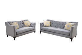 SM2296GY 2PC Sofa & Loveseat Gray Fabric Transitional Style Wilmette Collection By Furniture of America