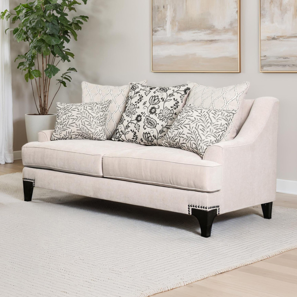 SM2201TP 2PC Sofa & Loveseat Taupe Fabric Transitional Style Lowell Collection By Furniture of America