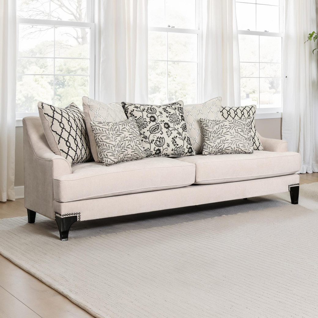 SM2201TP 2PC Sofa & Loveseat Taupe Fabric Transitional Style Lowell Collection By Furniture of America