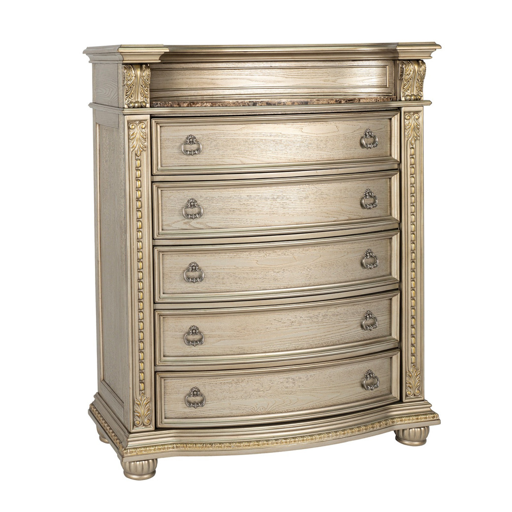 FM7670GD 5PC Queen Bedroom Set Traditional Style Gold Champagne Finish Fromberg Collection by Furniture of America