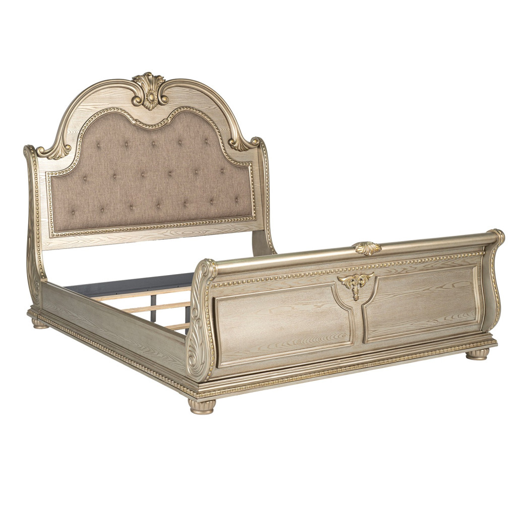 FM7670GD 5PC Queen Bedroom Set Traditional Style Gold Champagne Finish Fromberg Collection by Furniture of America