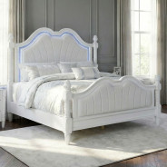 FM74007WH 5PC Queen Bedroom Set Glam Style Pearl/White Finish Swindon Collection by Furniture of America