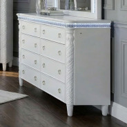 FM74007WH 5PC Queen Bedroom Set Glam Style Pearl/White Finish Swindon Collection by Furniture of America