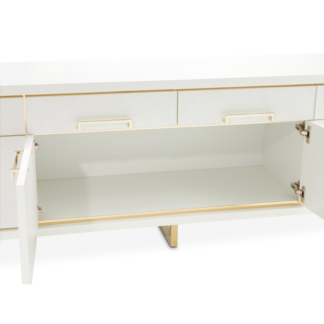 Media Cabinet Cloud White Palm Gate Collection by Michael Amini