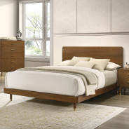 FM72034WN 5PC Bedroom Set Walnut Finish Mid-Century Modern Style Romford Collection by Furniture of America
