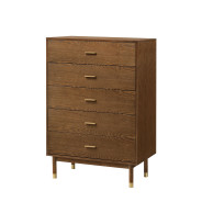 FM72034WN 5PC Bedroom Set Walnut Finish Mid-Century Modern Style Romford Collection by Furniture of America