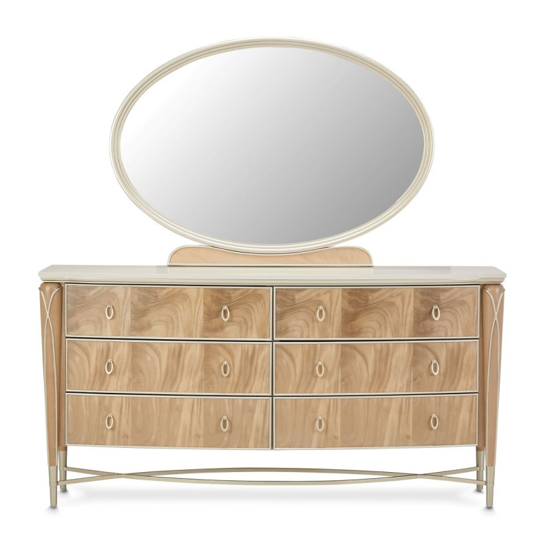 Storage Console- Dresser & Mirror Villa Cherrie Caramel Collection By Michael Amini  N9008050SA-60-134