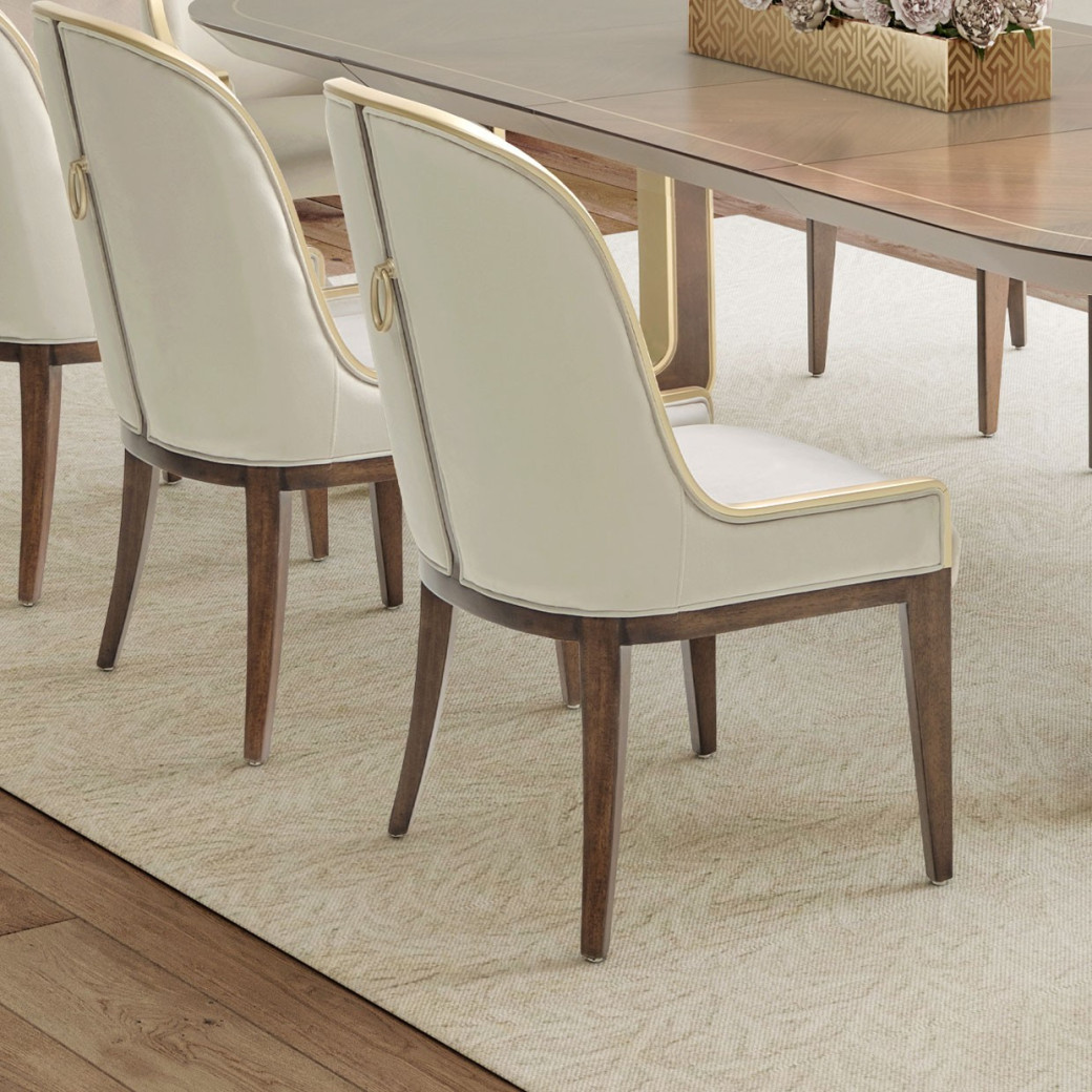 7PC Oval Dining Table Walnut Finish Houston Collection by Michael Amini  9095002-416