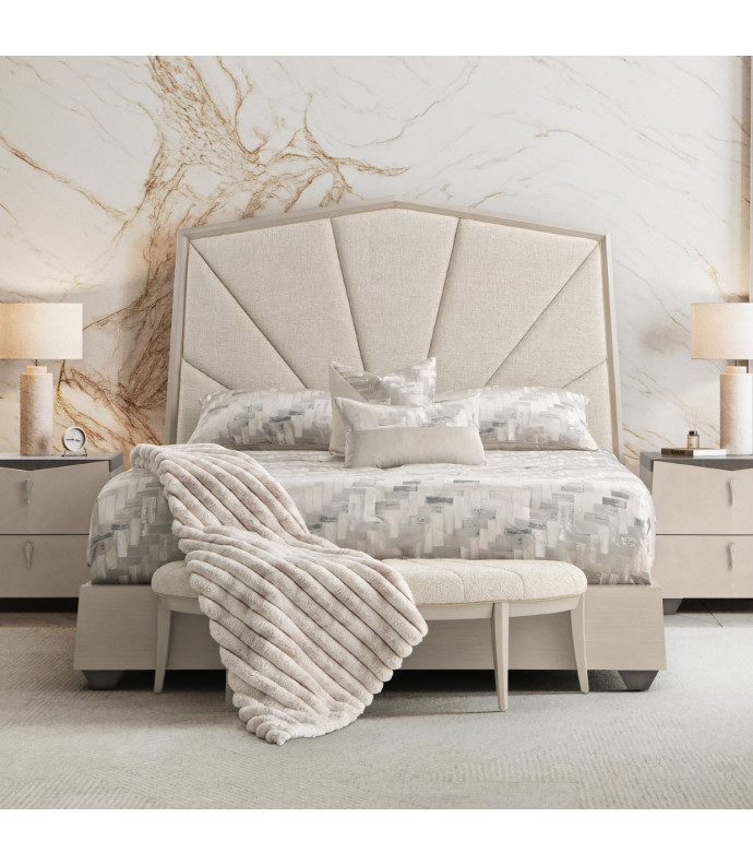King Panel Bed Silver Mist Finish Fantosini Collection by Michael Amini 9091012QN3-823