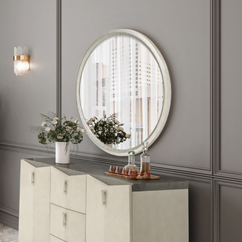 Wall Mirror Silver Leaf Finish Fantosini Collection By Michael Amini 9091260-834