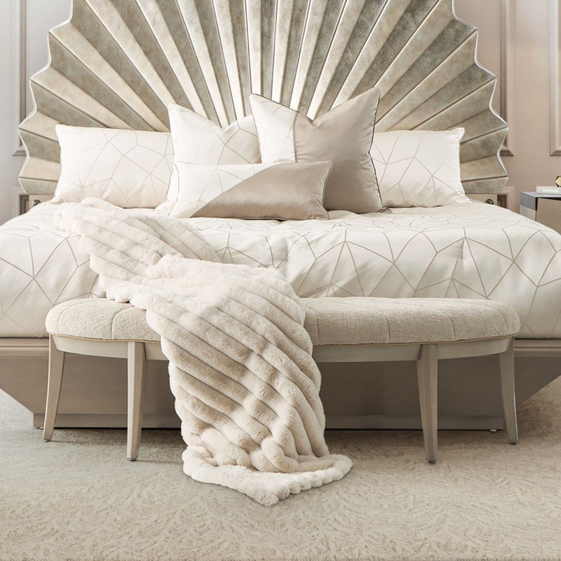 Bed Bench Fantosini Silver Mist Collection by Michael Amini 9091904-823