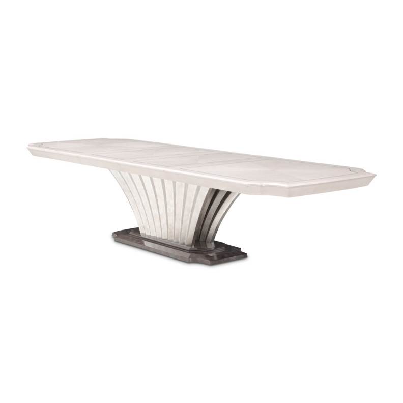 7PC Pedestal Dining Table Set Silver Mist Finish Fantosini Collection By Michael Amini 9091002-823