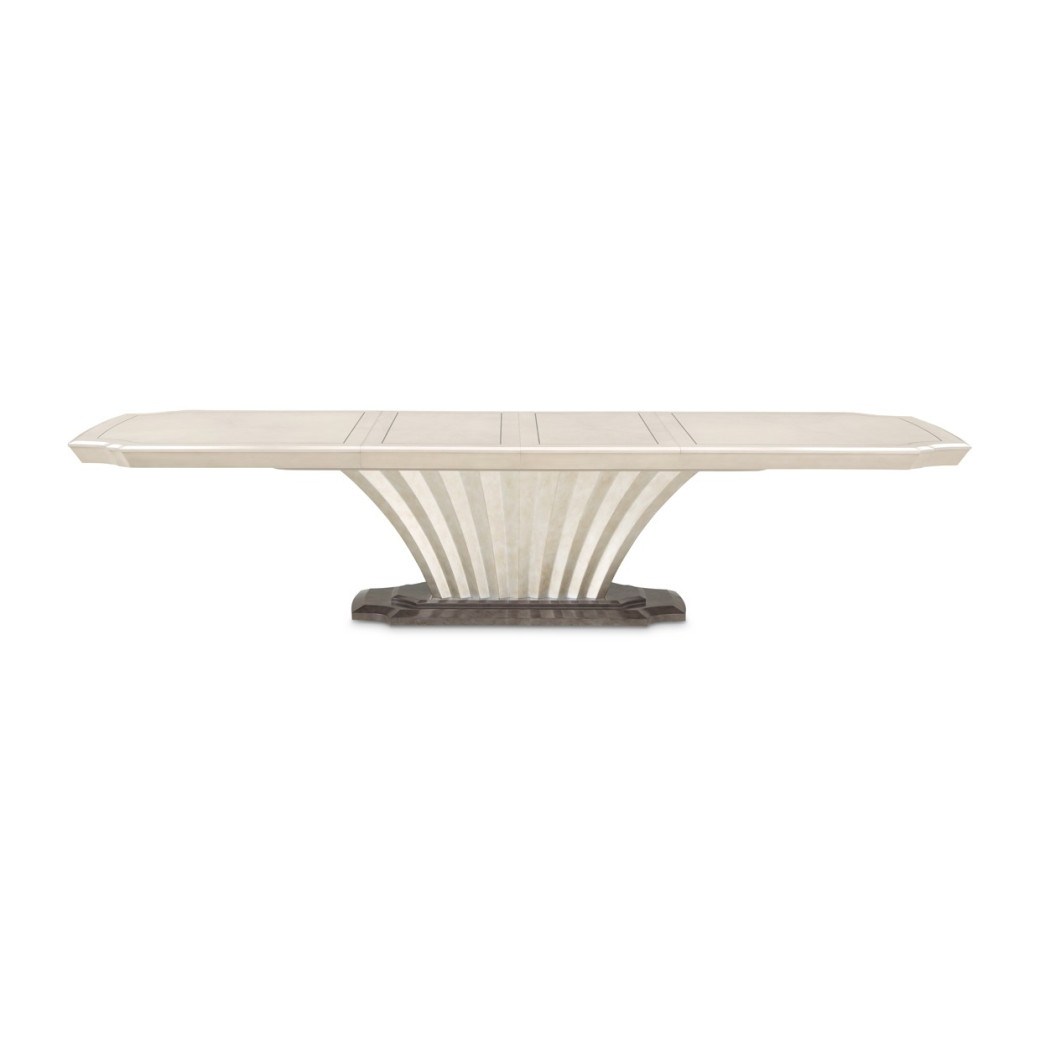 7PC Pedestal Dining Table Set Silver Mist Finish Fantosini Collection By Michael Amini 9091002-823