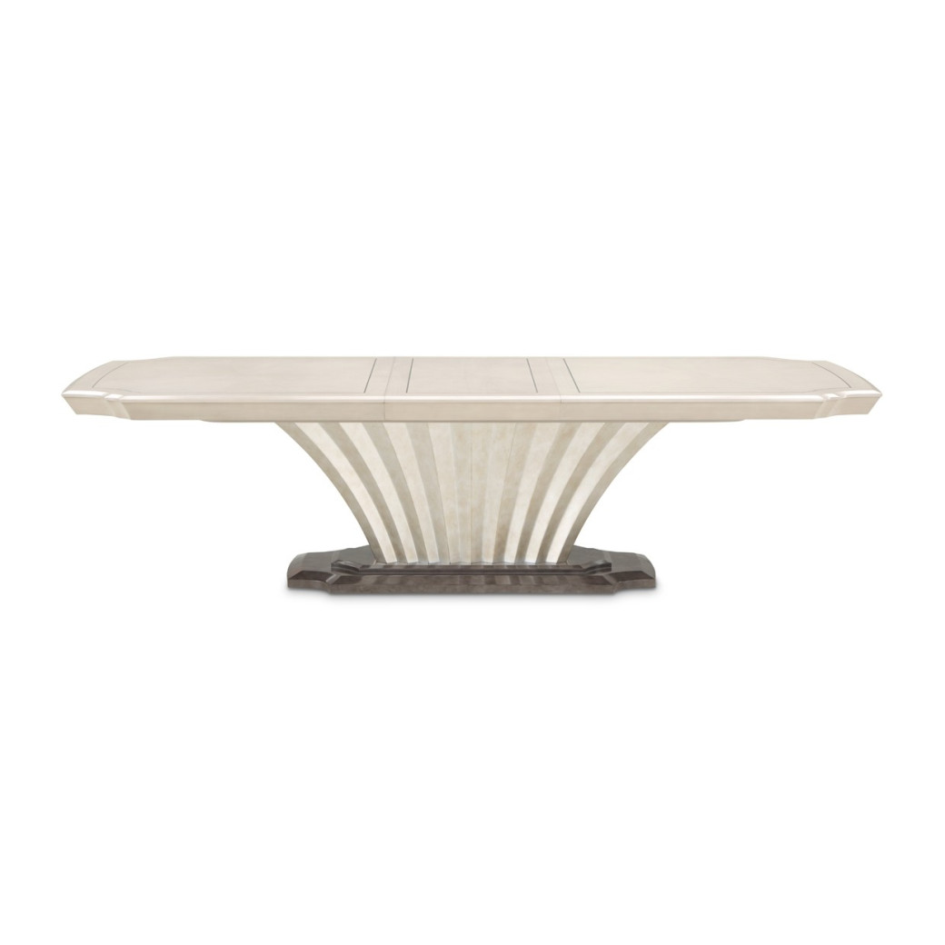 7PC Pedestal Dining Table Set Silver Mist Finish Fantosini Collection By Michael Amini 9091002-823