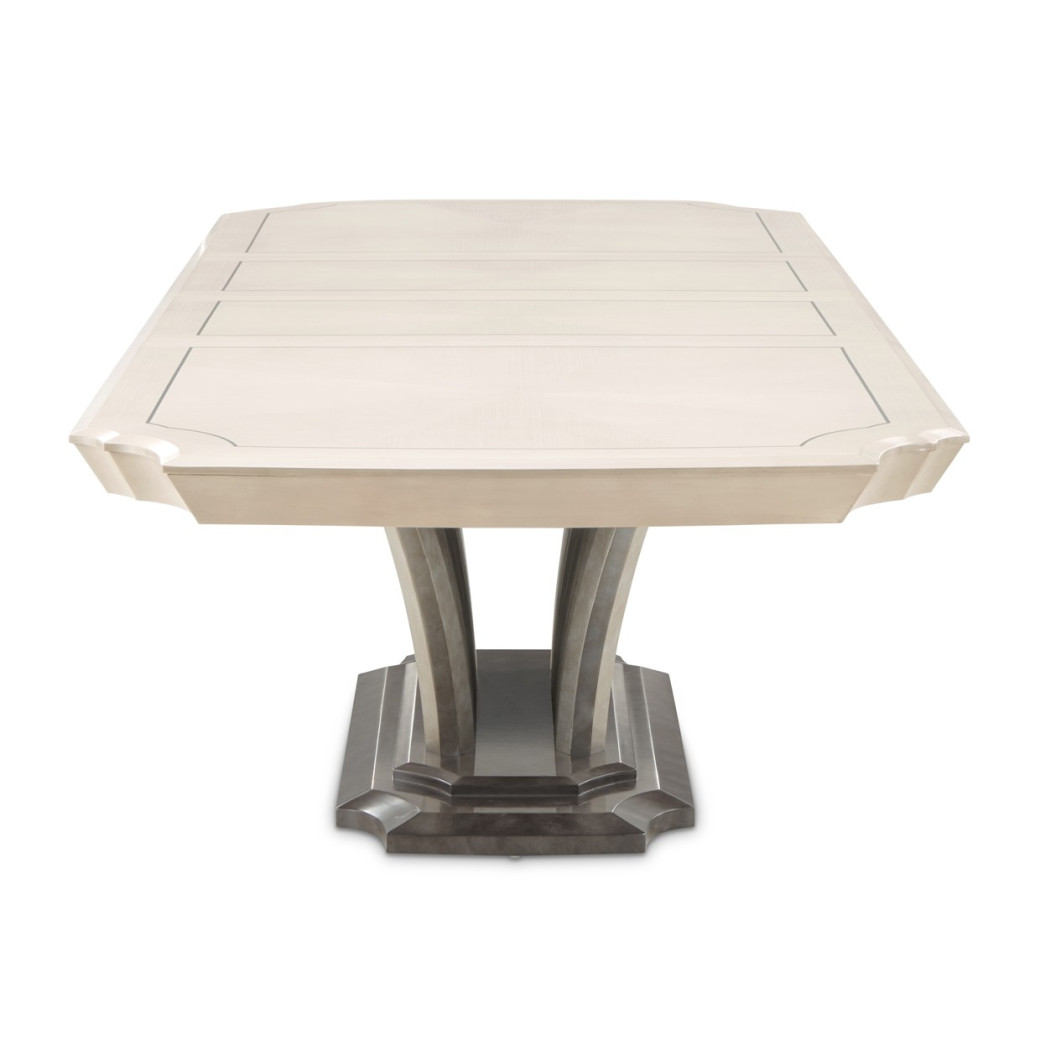 7PC Pedestal Dining Table Set Silver Mist Finish Fantosini Collection By Michael Amini 9091002-823