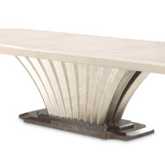 7PC Pedestal Dining Table Set Silver Mist Finish Fantosini Collection By Michael Amini 9091002-823