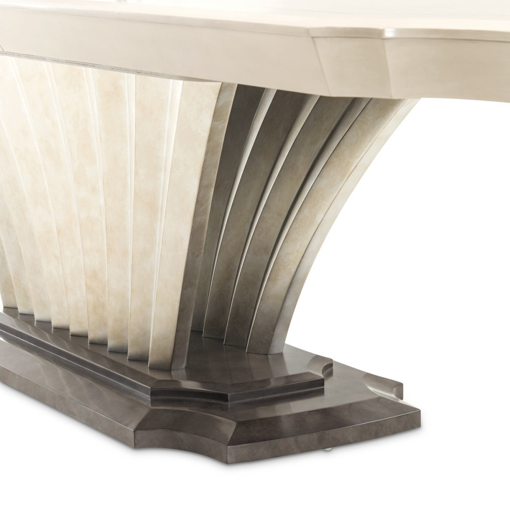 7PC Pedestal Dining Table Set Silver Mist Finish Fantosini Collection By Michael Amini 9091002-823