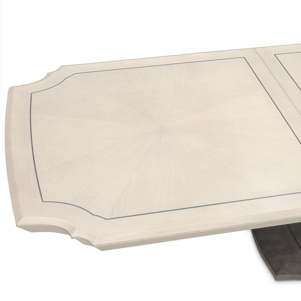7PC Pedestal Dining Table Set Silver Mist Finish Fantosini Collection By Michael Amini 9091002-823