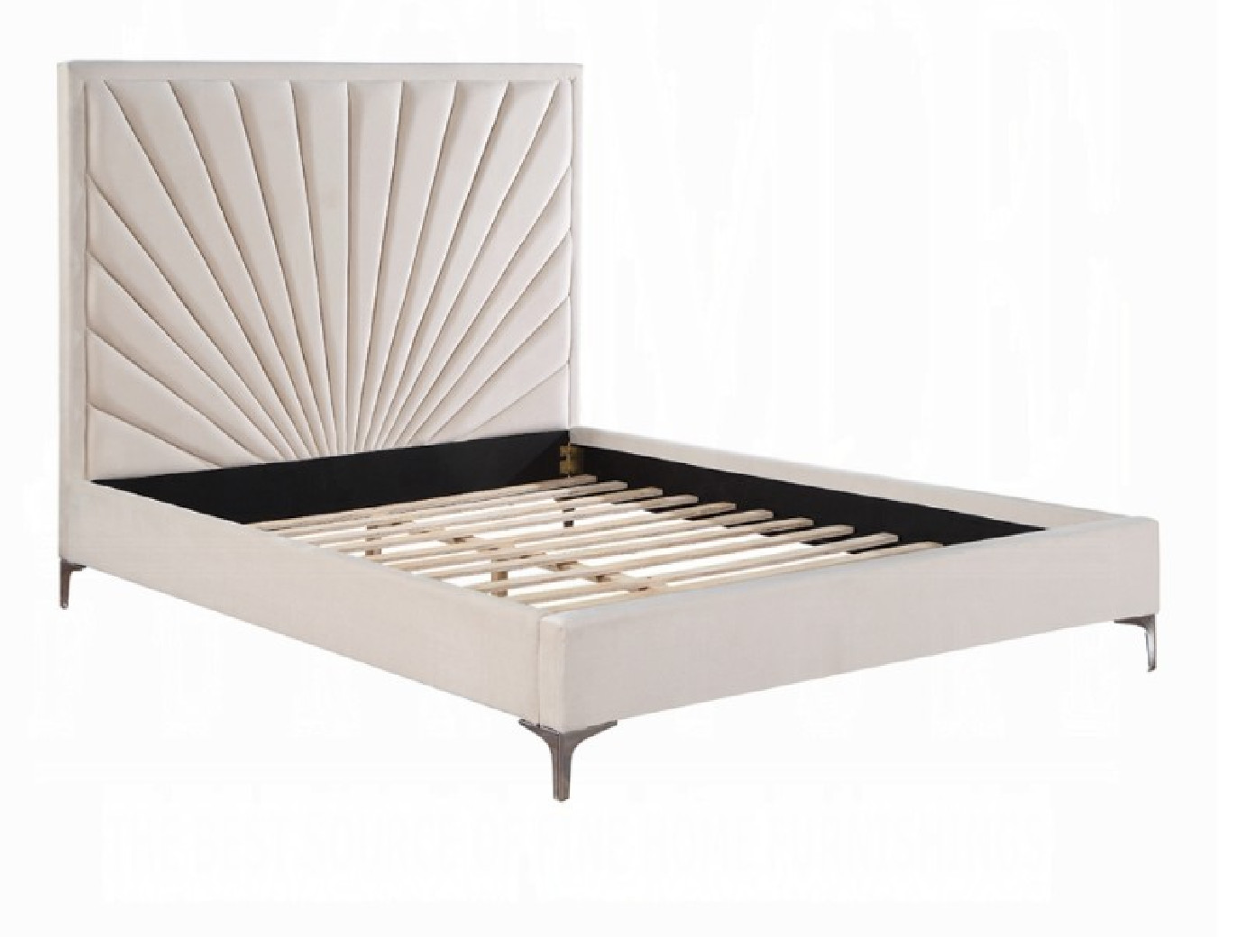 Faiz Queen Bed Beige Velvet Finish By Acme Furniture