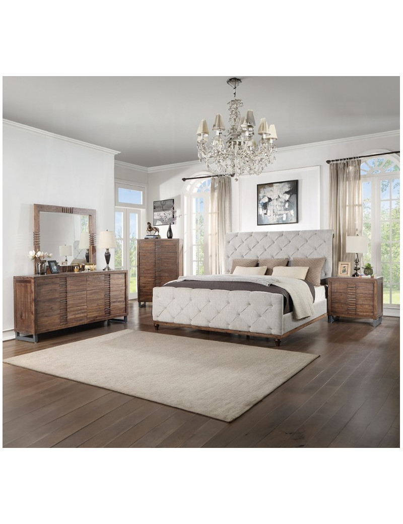 Andria Queen Bed Reclaimed Oak Finish By Acme Furniture