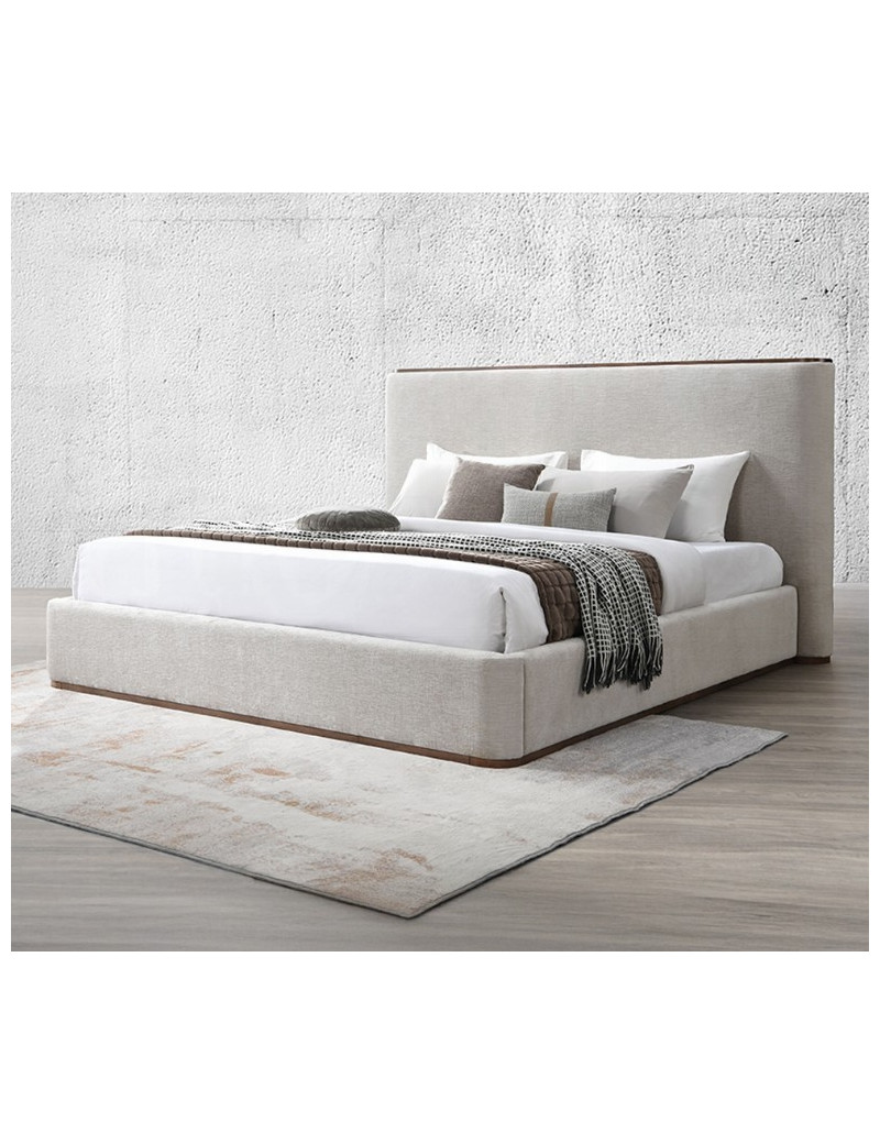 Orane Queen Bed Gray Linen & Walnut By Acme Furniture