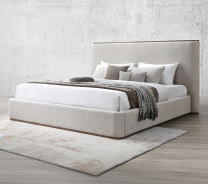 Orane Queen Bed Gray Linen & Walnut By Acme Furniture