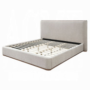 Orane Queen Bed Gray Linen & Walnut By Acme Furniture