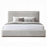 Orane Queen Bed Gray Linen & Walnut By Acme Furniture